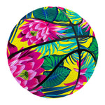 Tropical Lotus Pattern Print Basketball