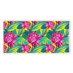 Tropical Lotus Pattern Print Beach Towel