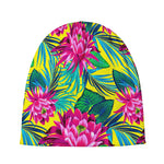 Tropical Lotus Pattern Print Beanie
