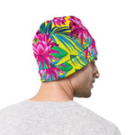 Tropical Lotus Pattern Print Beanie