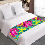 Tropical Lotus Pattern Print Bed Runner