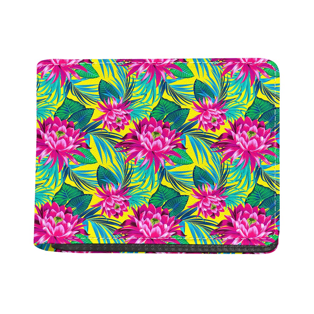 Tropical Lotus Pattern Print Bifold Wallet
