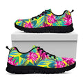 Tropical Lotus Pattern Print Black Running Shoes
