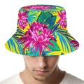 Tropical Lotus Pattern Print Bucket Hat