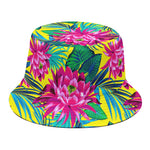 Tropical Lotus Pattern Print Bucket Hat
