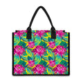 Tropical Lotus Pattern Print Canvas Tote Bag