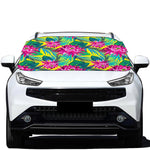 Tropical Lotus Pattern Print Car Windshield Snow Cover
