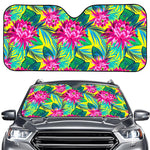 Tropical Lotus Pattern Print Car Windshield Sun Shade