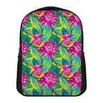 Tropical Lotus Pattern Print Casual Backpack