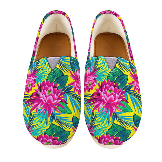 Tropical Lotus Pattern Print Casual Shoes