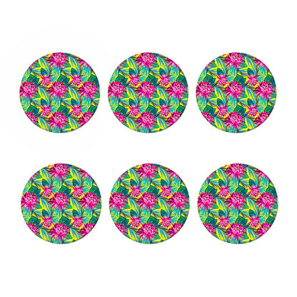 Tropical Lotus Pattern Print Coaster Set