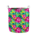 Tropical Lotus Pattern Print Collapsible Laundry Basket