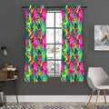 Tropical Lotus Pattern Print Grommet Curtain Panels