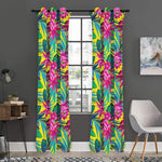 Tropical Lotus Pattern Print Curtain