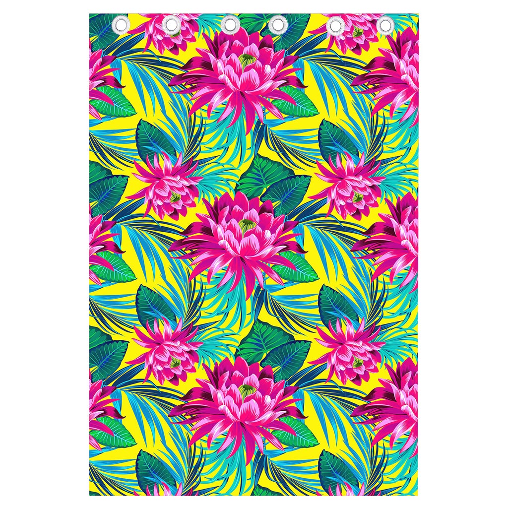 Tropical Lotus Pattern Print Curtain