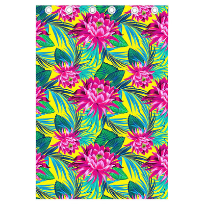 Tropical Lotus Pattern Print Curtain