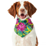 Tropical Lotus Pattern Print Dog Bandana