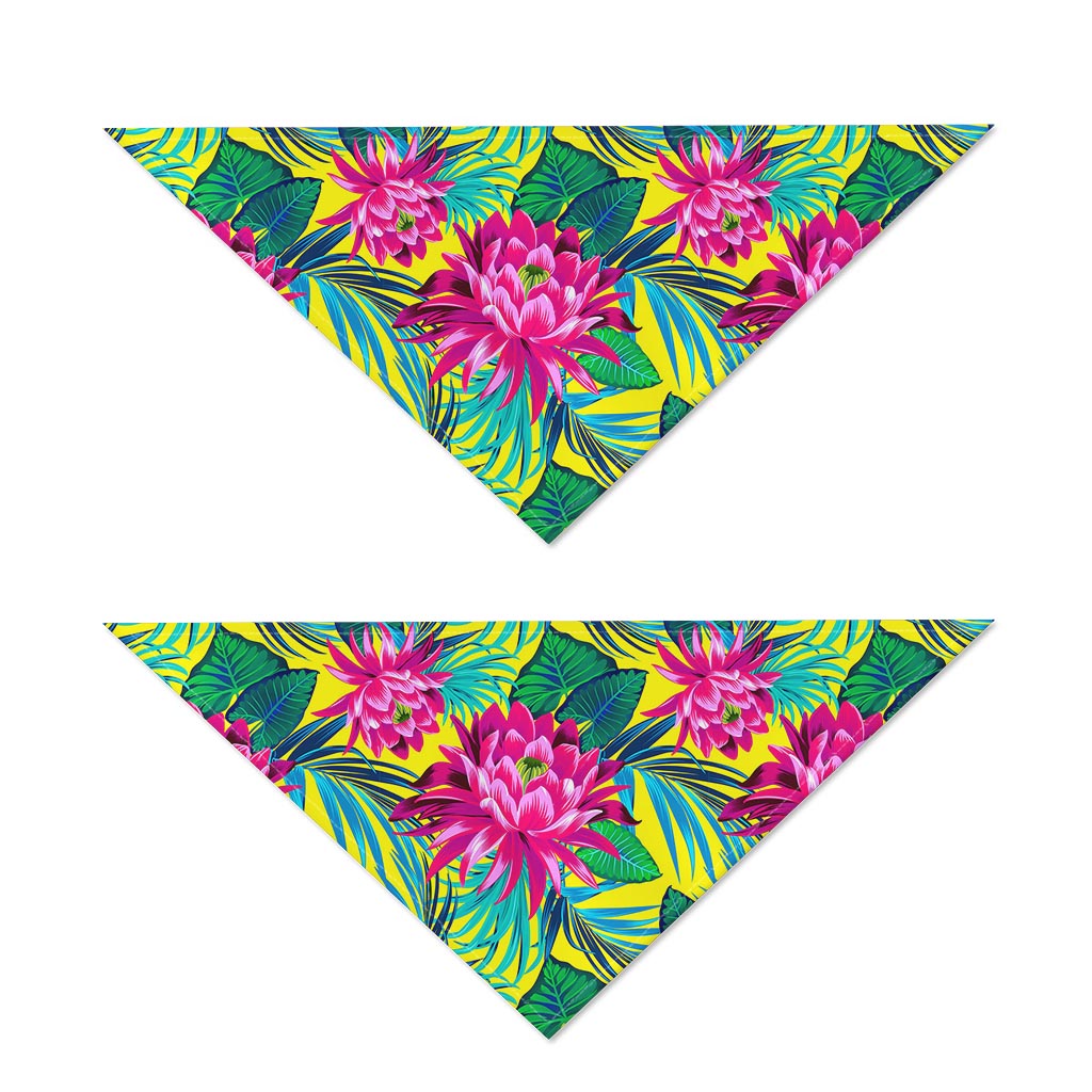 Tropical Lotus Pattern Print Dog Bandana
