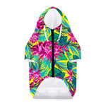Tropical Lotus Pattern Print Dog Zip Up Hoodie