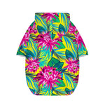 Tropical Lotus Pattern Print Dog Zip Up Hoodie