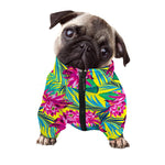 Tropical Lotus Pattern Print Dog Zip Up Jacket