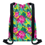 Tropical Lotus Pattern Print Drawstring Backpack
