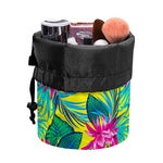 Tropical Lotus Pattern Print Drawstring Makeup Bag