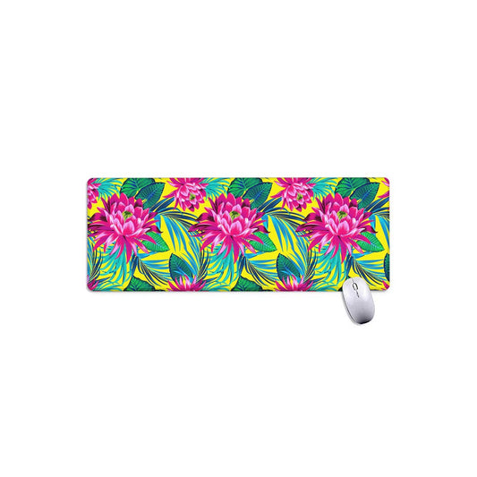 Tropical Lotus Pattern Print Extended Mouse Pad