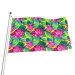 Tropical Lotus Pattern Print Flag