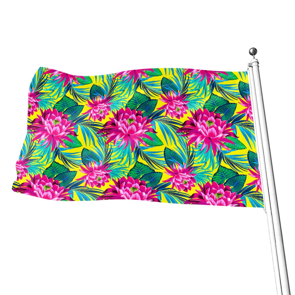 Tropical Lotus Pattern Print Flag