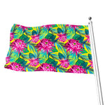 Tropical Lotus Pattern Print Flag