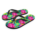 Tropical Lotus Pattern Print Flip Flops