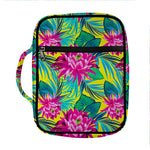 Tropical Lotus Pattern Print Front Pocket Bible Bag