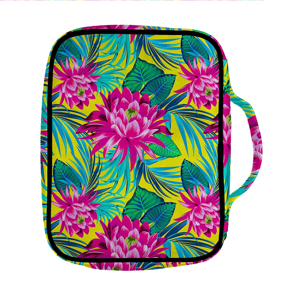 Tropical Lotus Pattern Print Front Pocket Bible Bag