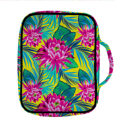 Tropical Lotus Pattern Print Front Pocket Bible Bag