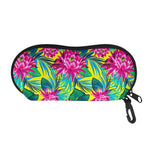Tropical Lotus Pattern Print Glasses Case