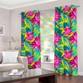Tropical Lotus Pattern Print Grommet Curtains
