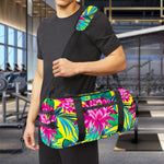 Tropical Lotus Pattern Print Gym Bag