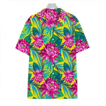 Tropical Lotus Pattern Print Hawaiian Shirt