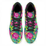 Tropical Lotus Pattern Print High Top Leather Sneakers