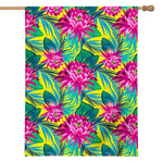 Tropical Lotus Pattern Print House Flag