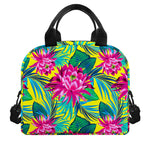 Tropical Lotus Pattern Print Insulated Lunch Bag