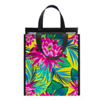 Tropical Lotus Pattern Print Insulated Lunch Tote
