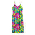 Tropical Lotus Pattern Print Jersey Midi Cami Dress