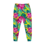 Tropical Lotus Pattern Print Jogger Pants