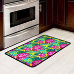 Tropical Lotus Pattern Print Kitchen Mat