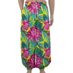 Tropical Lotus Pattern Print Lantern Pants