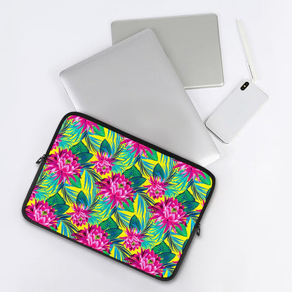 Tropical Lotus Pattern Print Laptop Sleeve