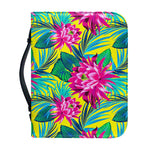 Tropical Lotus Pattern Print Leather Bible Cover