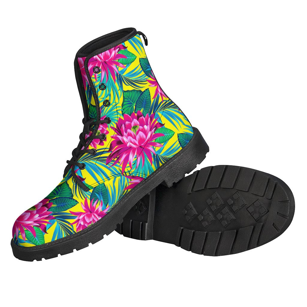 Tropical Lotus Pattern Print Backpack